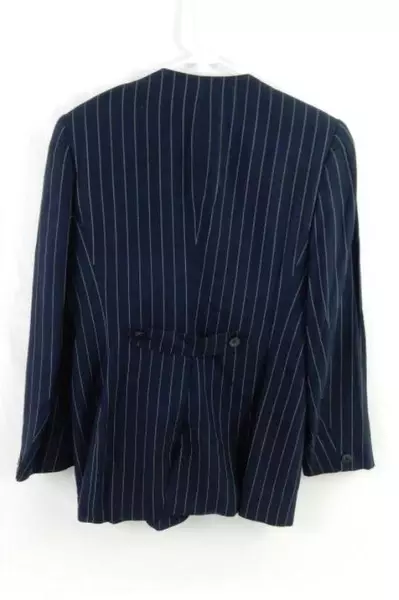 Vintage Jones New York Women's Blazer Jacket Long Length Navy Striped Size 10