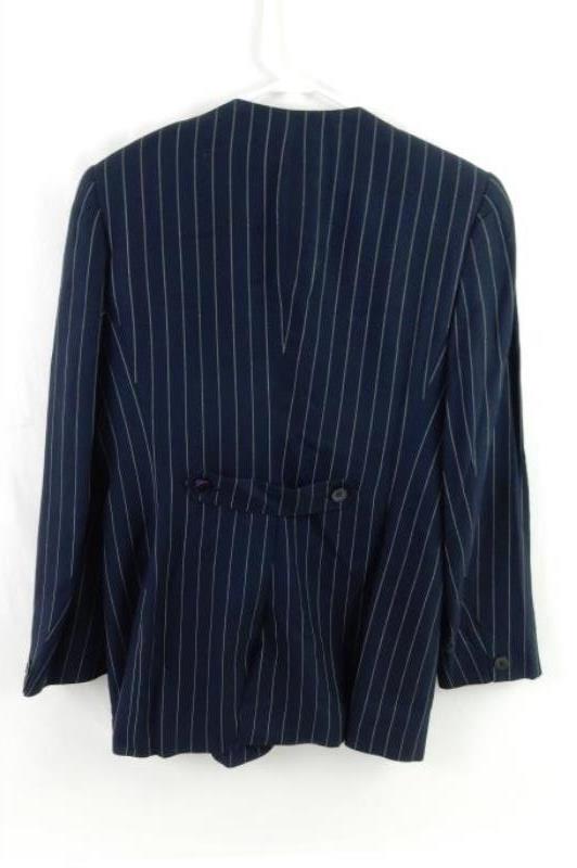 Vintage Jones New York Women's Blazer Jacket Long Length Navy Striped Size 10