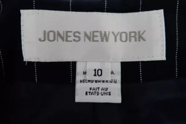 Vintage Jones New York Women's Blazer Jacket Long Length Navy Striped Size 10