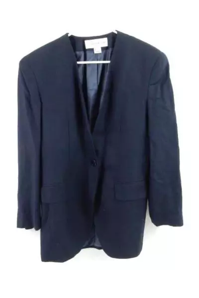 Vintage Jones New York Women's Blazer Jacket Navy Blue Rayon Size 10
