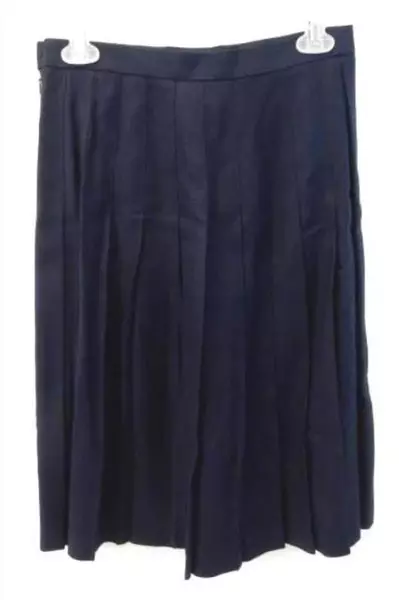 Vintage Jones New York Women's Skirt Navy Blue Pleated Rayon Size 8 Made in USA
