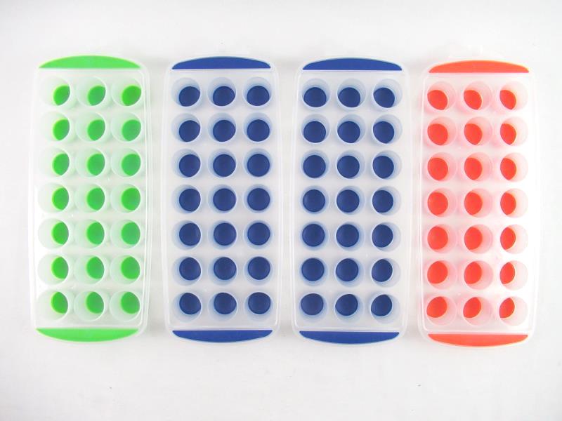 Set of 4 Ice Cube Trays Silicone Base Multi Color Clear Plastic Unbranded