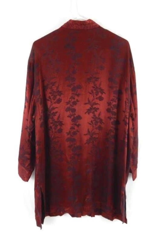Vintage California Style Floral Red Satin Top Women's Size XL Long Sleeve