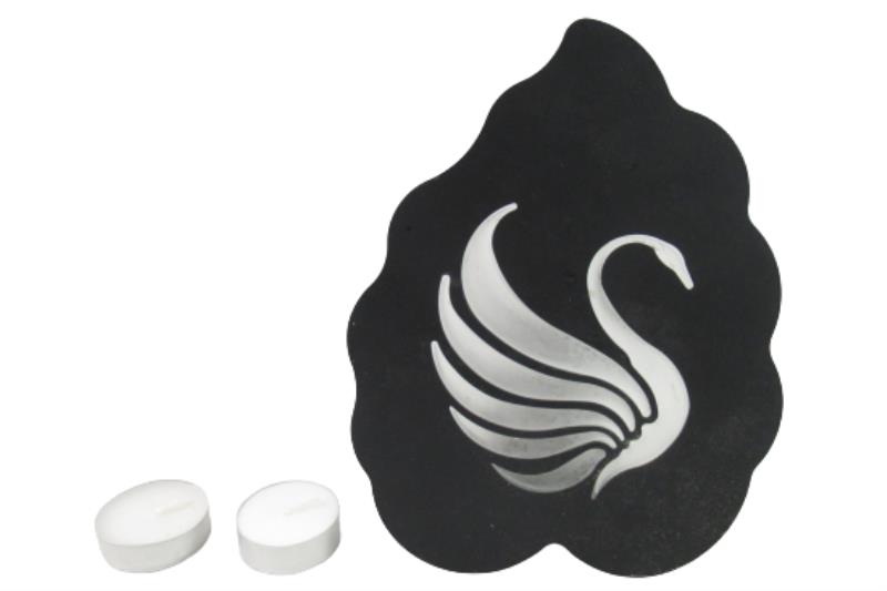 Party Lite Swan Tealight Sconce Candle Holder P7770 Black with Frosted Glass