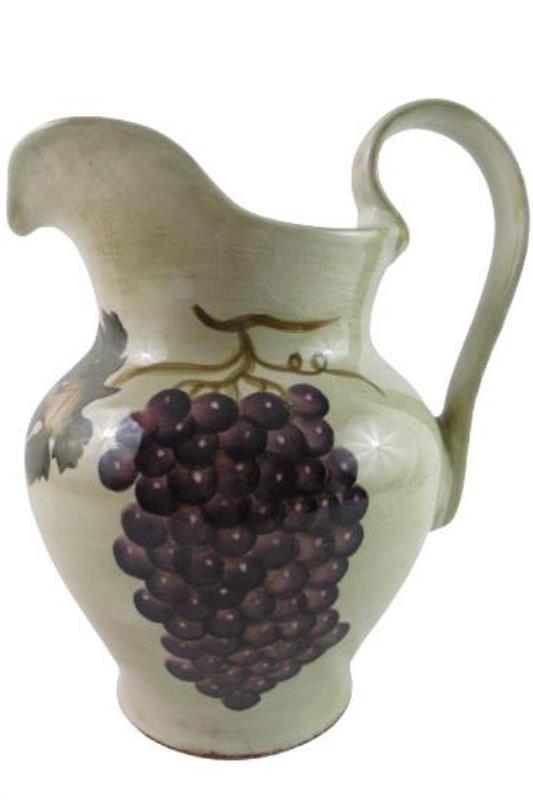 Z Gallerie Hand Painted Large Ceramic Pitcher Vineyard 13 in Tall