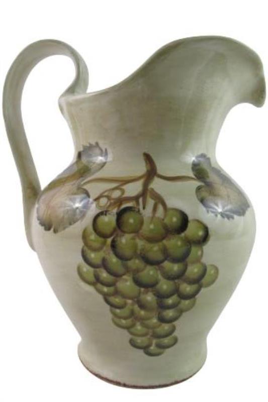 Z Gallerie Hand Painted Large Ceramic Pitcher Vineyard 13 in Tall
