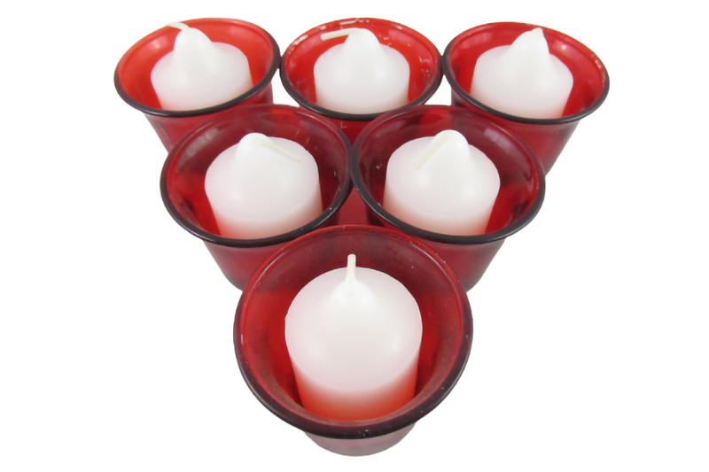 Wrought Iron Votive Candelabra Centerpiece Red With Berry Ring