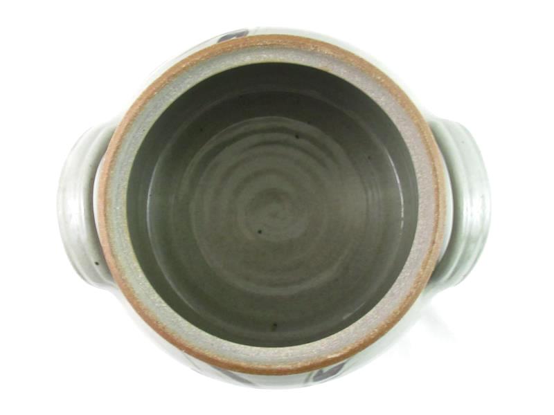 Pottery Bean Soup Pot With Lid Gray Wheat Pattern