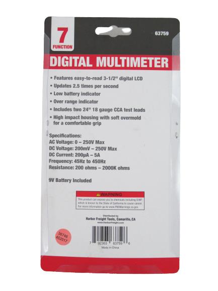Digital Multimeter 7 Function Test Meter Brand New In Package