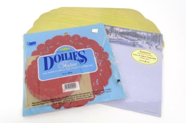 Christmas Accessory Lot Cookie Trays Stationary Bags Doilies Pot Holders Decor