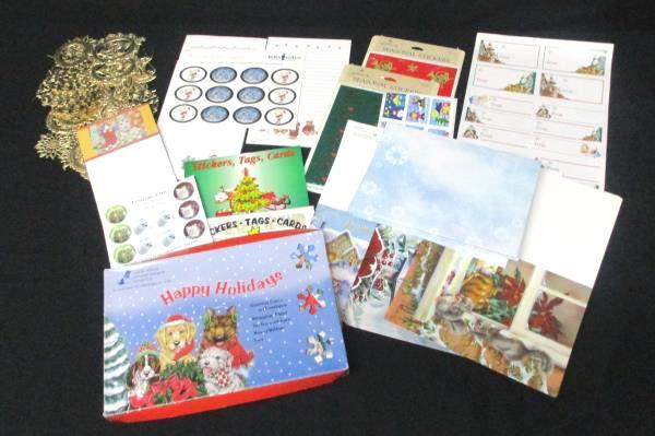 Christmas Lot Cards Envelopes Stickers Note Scratch Pads Animals Winter Scene