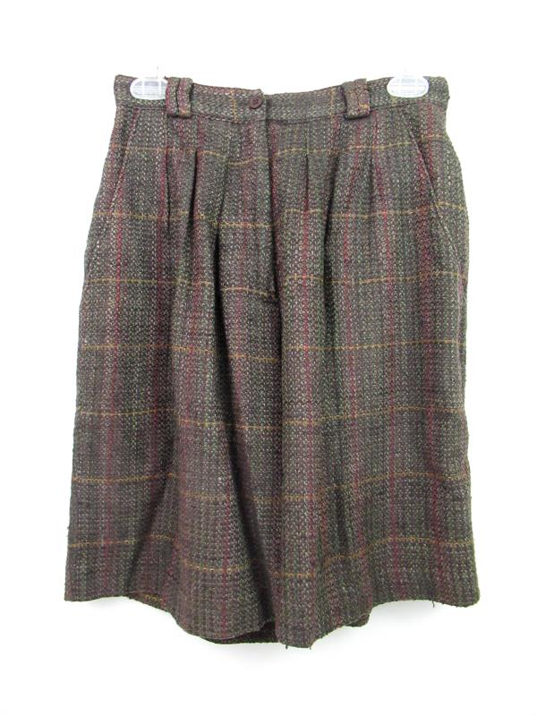Vintage Doncaster Women's Woven Silk Shorts Career Pleated Size 6 Brown Plaid