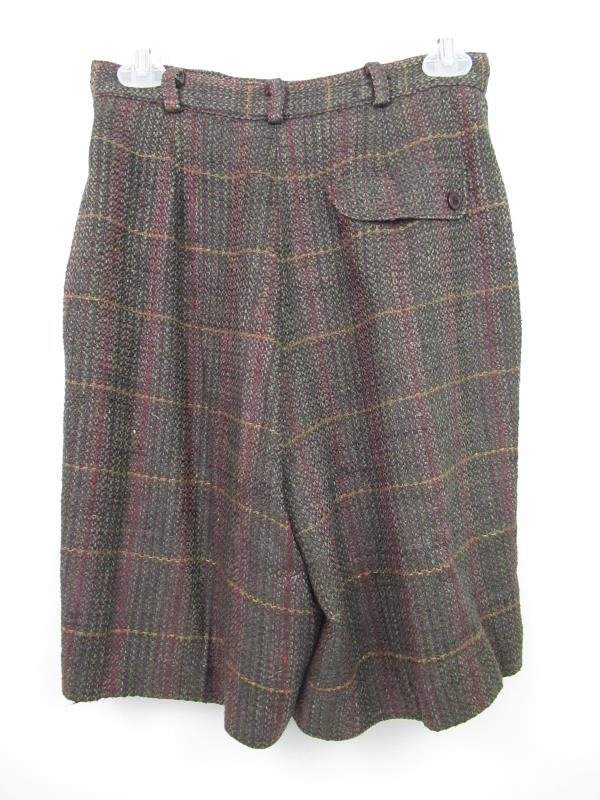 Vintage Doncaster Women's Woven Silk Shorts Career Pleated Size 6 Brown Plaid