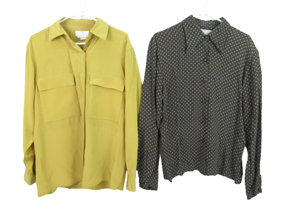 Lot of 2 Vintage Doncaster Women's Top Blouses Career Size 8 Silk Rayon Gold