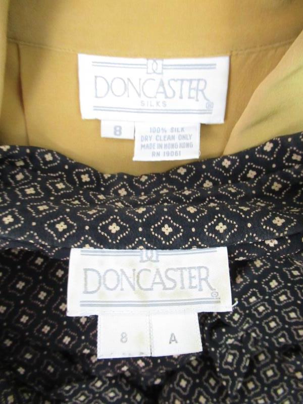Lot of 2 Vintage Doncaster Women's Top Blouses Career Size 8 Silk Rayon Gold