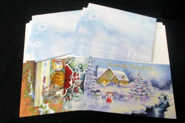 Christmas Lot Cards Envelopes Stickers Note Scratch Pads Animals Winter Scene