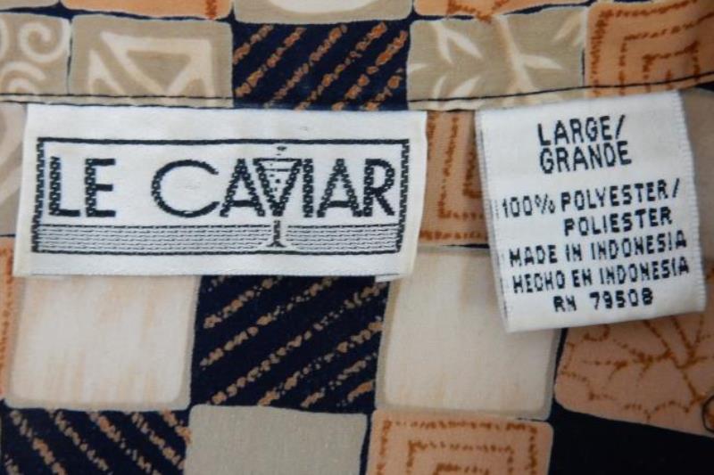 Vintage Le Caviar Women's Button Up Blouse Size Large Long Sleeve Brown Black