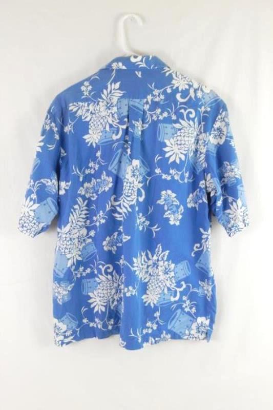 Mapex Custom Ware Men's Tropical Short Sleeve Button Up Shirt Size Large Blue