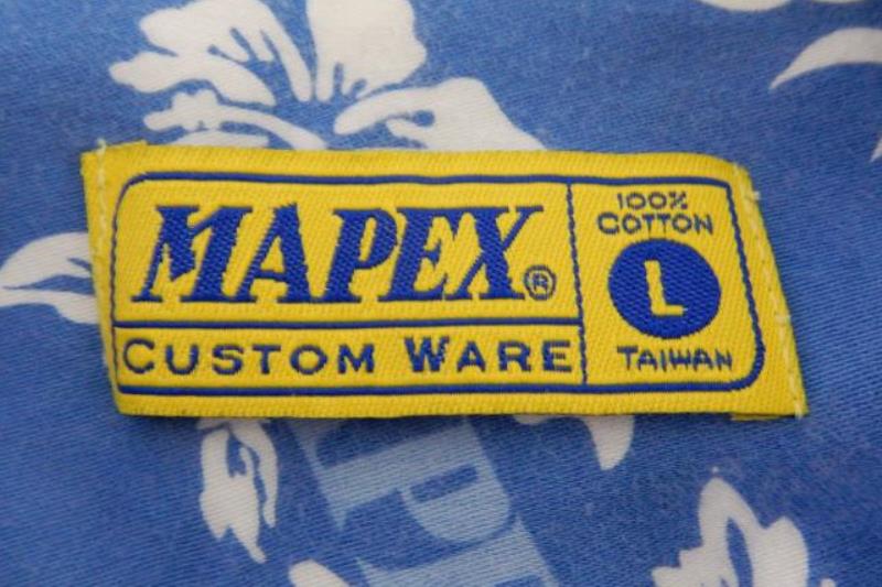 Mapex Custom Ware Men's Tropical Short Sleeve Button Up Shirt Size Large Blue