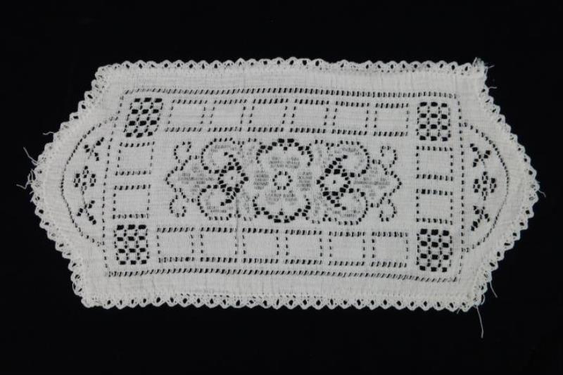 Lot of 2 Hand Made White Doilies Rectangular Circle Lace Runner