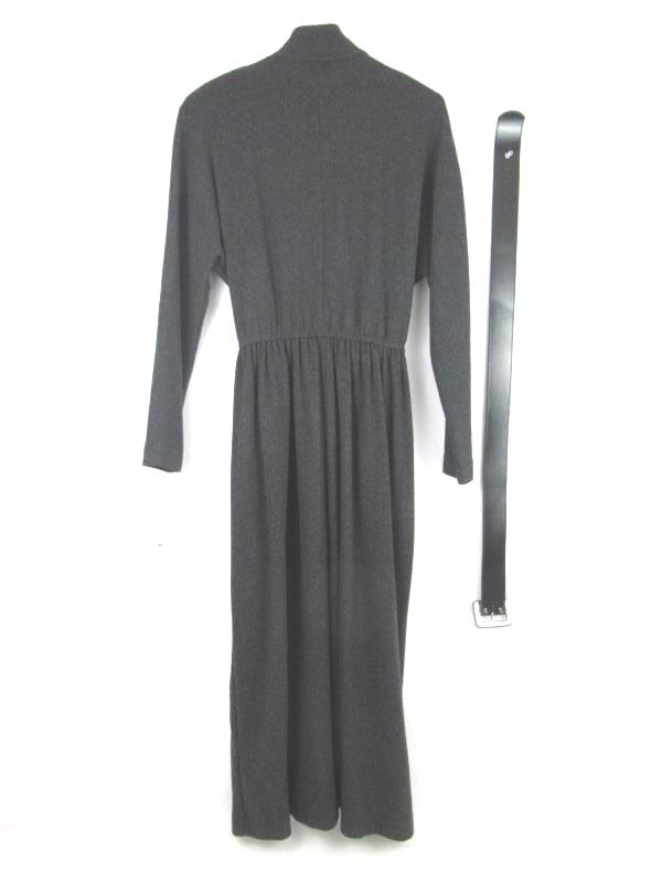 Vintage Doncaster Women's Belted Dress Size 8 Charcoal Snap Up Acrylic Blend