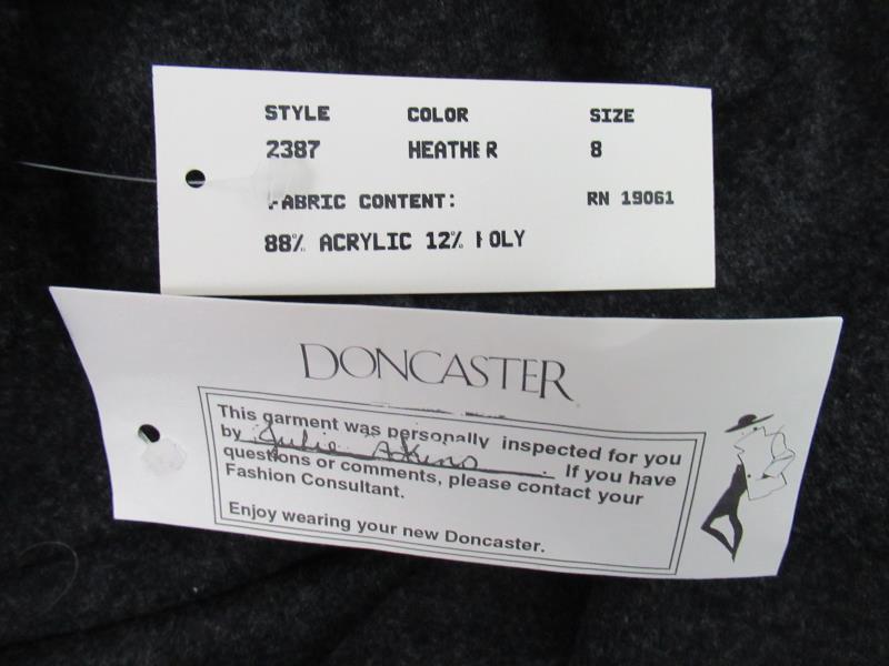Vintage Doncaster Women's Belted Dress Size 8 Charcoal Snap Up Acrylic Blend