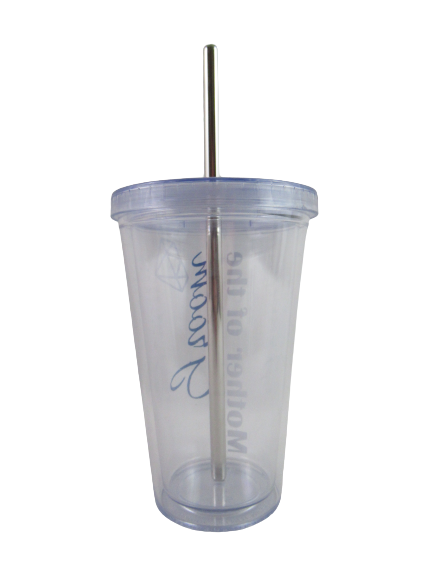 Mother Of The Groom Clear Tumbler Cup Stainless Steel Straw 6 oz Maars