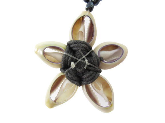 Hawaiian Puka Shell Necklace Floral Bead Shell Star Pendant Barrel Clasp