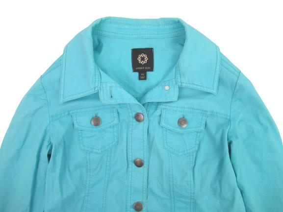 Amber Sun Denim Style Jacket Bright Blue Women's Size XS Cotton Blend Pockets
