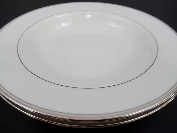 Lot of 2 Vintage Mikasa Soup Bowls Bone China Gothic Platinum White Silver NWT