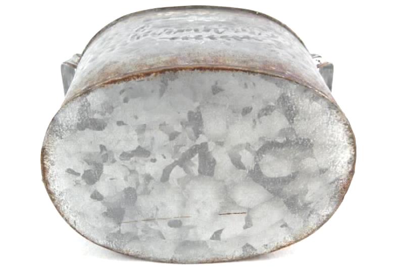 Rustic Farmhouse Tin Basket Decorative Decor Gray Textured Double Handles