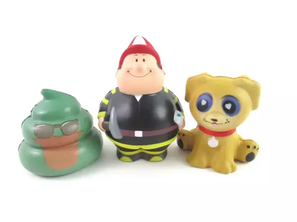 Lot of 3 Stress Ball Relief Squish Toys Puppy Dog Fireman McMinnville FD Green