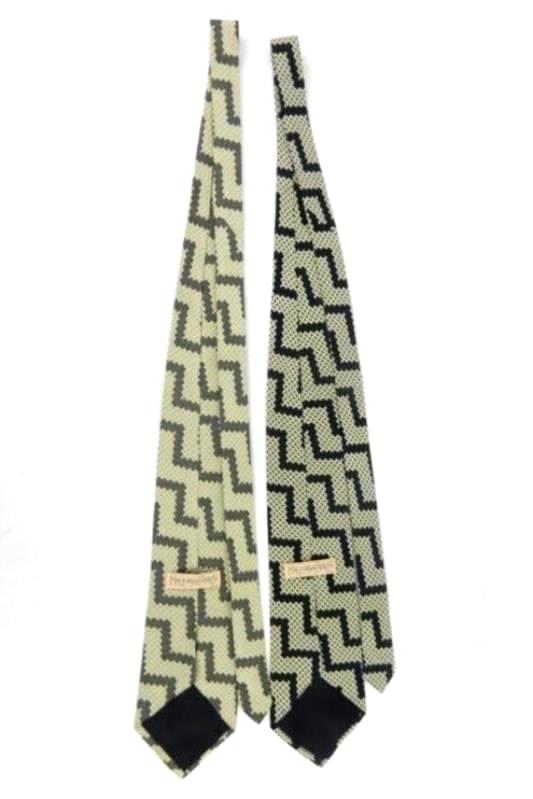Lot of 2 Vintage Mallory & Church Ltd Neck Ties Chevron Retro Black Grey