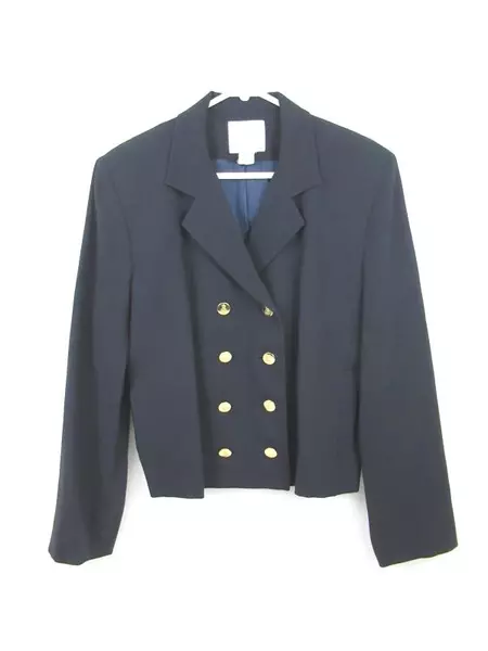 Doncaster Navy Blue Black Blazer Jacket Double Breasted Women's Size 10