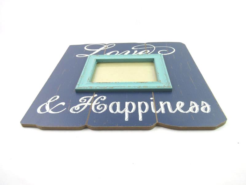 Pier 1 Imports Photo Frame Holds 5X7 Wood Love and Happiness Wall Hang Rustic