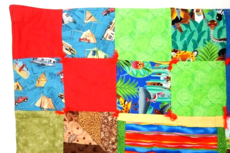 Vintage Homemade Quilt Patchwork Blanket Camper Birds Cars Bugs Crossword