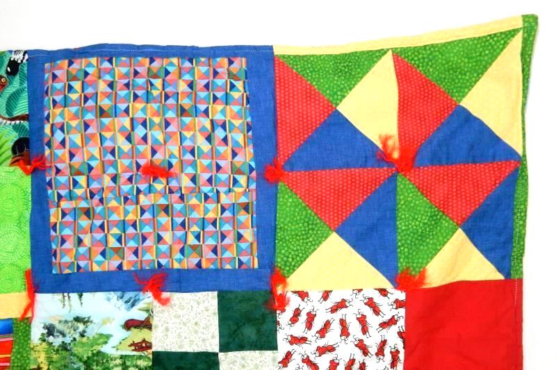 Vintage Homemade Quilt Patchwork Blanket Camper Birds Cars Bugs Crossword