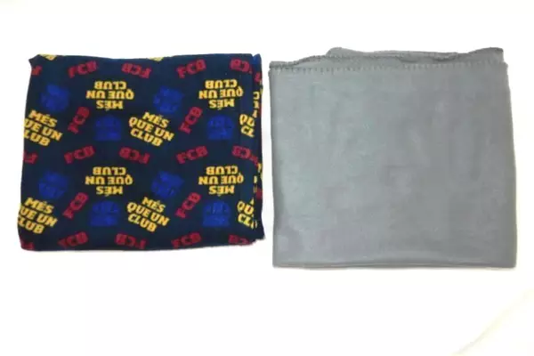 Lot of 2 Throw Blankets Fleece Cozy Grey Mainstays FCB Mes Que Un Club
