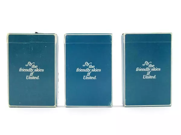 Lot of 3 Vintage United Airlines Playing Cards Blue Gin Deck Fly Friendly Skies