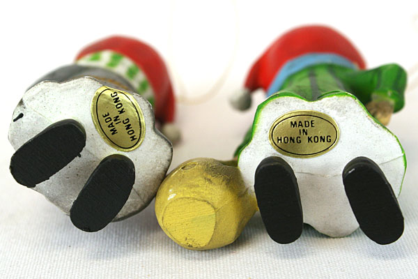 Set of 2 Ceramic Ornaments Boy and Girl with Presents Hong Kong
