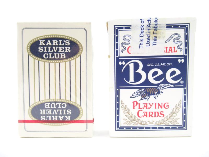 Lot of 2 Casino Playing Card Decks Karls Silver Club Gold Coast Bee