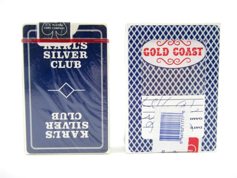 Lot of 2 Casino Playing Card Decks Karls Silver Club Gold Coast Bee