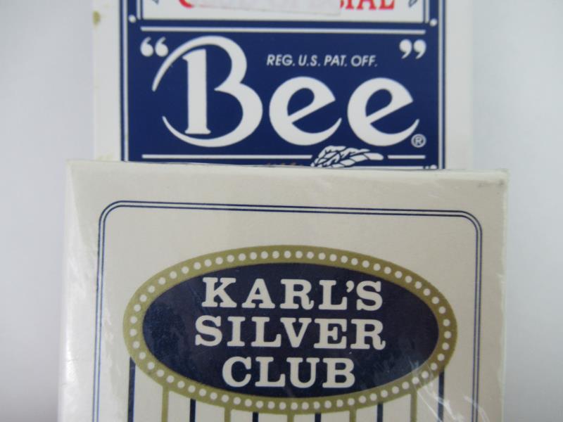 Lot of 2 Casino Playing Card Decks Karls Silver Club Gold Coast Bee