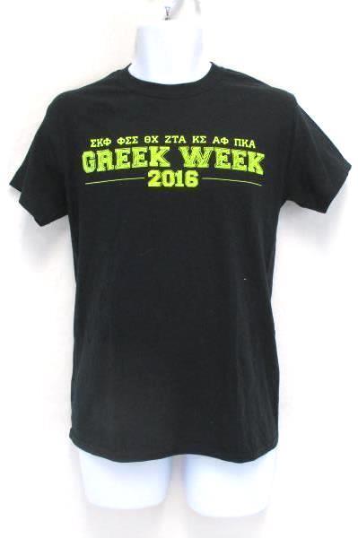 Greek Week T-Shirt 2016 Gildian Black Short Sleeve Unisex Adult Small
