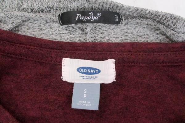 Lot of 2 Size Small Over Sized Crop Top Shirts Burgundy Old Navy and Gray Papaya