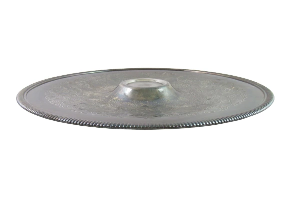 Vintage Wm Rogers Silver Plate Chip and Dip Tray Spring Flower 4266