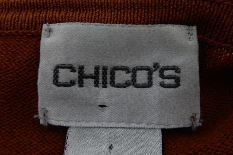Chico's Open Front Cropped Cardigan Women's Size 3 Rust Orange Fringe