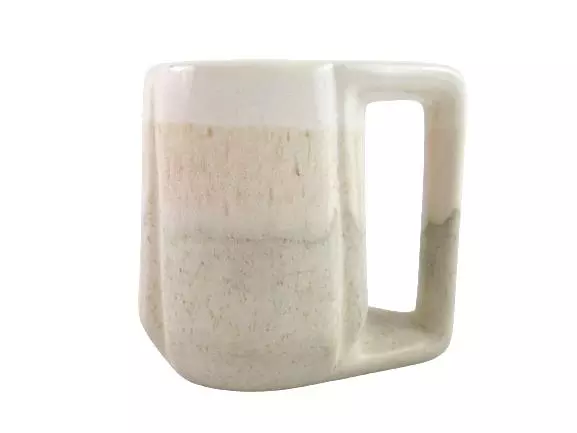 Set of 3 Vintage Signed Ceramic Mugs White to Cream Ombre Layer