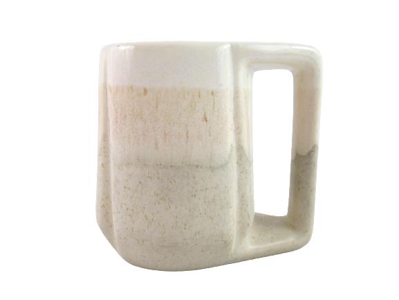 Set of 3 Vintage Signed Ceramic Mugs White to Cream Ombre Layer