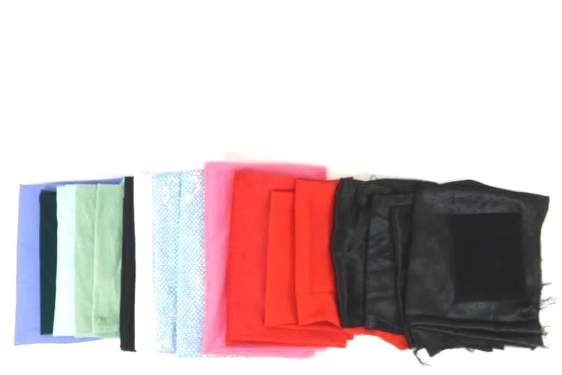 Lot of Fabric Scraps Pieces For Crafting DIY Faux Leather Red Blue Black Green